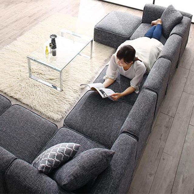 グレー L字型ソファセット サイドテーブル付き グレー L字型ソファセット サイドテーブル付き グレー L字型ソファ