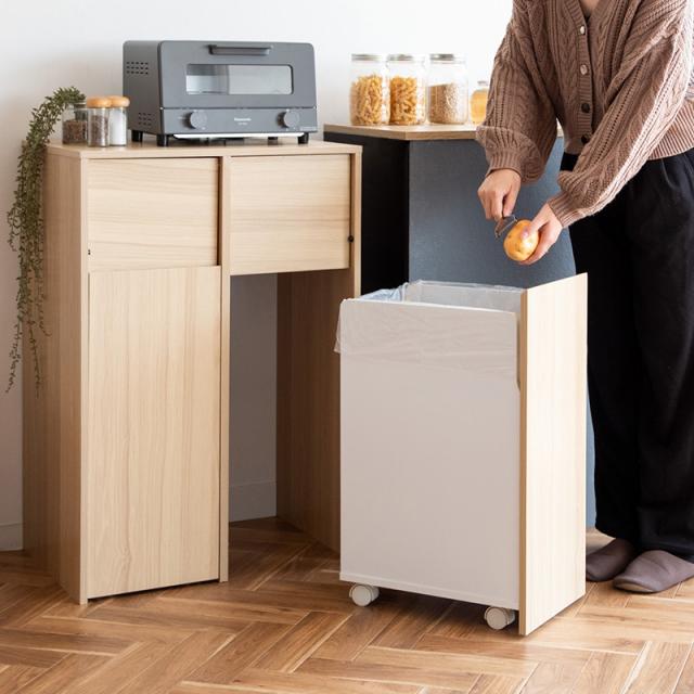 ゴミ箱 ダストボックス 【3台セット】ごみ箱 ナチュラル/ブラウン/ホワイト 幅60.5cm 合成樹脂化粧繊維板 ごみばこ スリム 店舗用 Hilz-DB_2