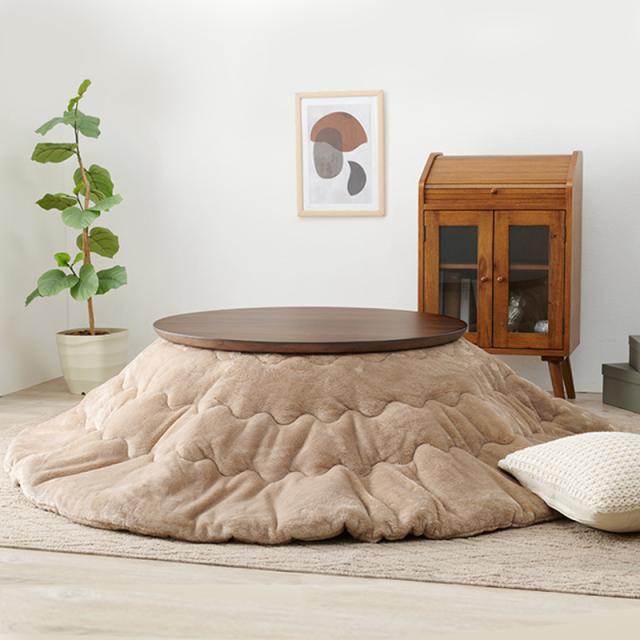 こたつテーブル 幅85×奥行85cm 円形 丸形 ナチュラル 天然木 オーク材