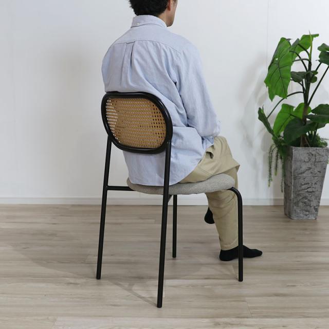 チェア 4脚単品 Aタイプ 座面ベージュ スチール脚 ラタン調 モダン 