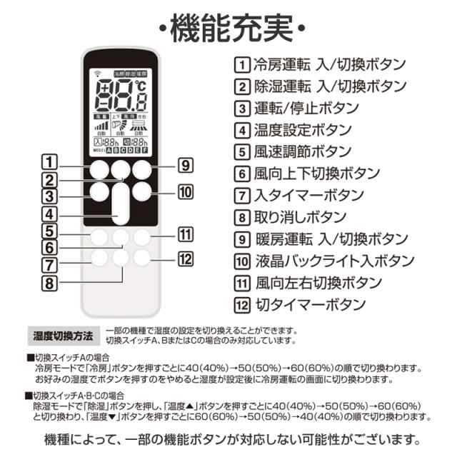 三菱 エアコン用 リモコン 日本語表示 MITSUBISHI 霧ヶ峰 三菱電機 設定不要 互換 0.5度調節可 大画面液晶パネル バックライト  自動運転の通販はau PAY マーケット - Tsモバイル | au PAY マーケット－通販サイト