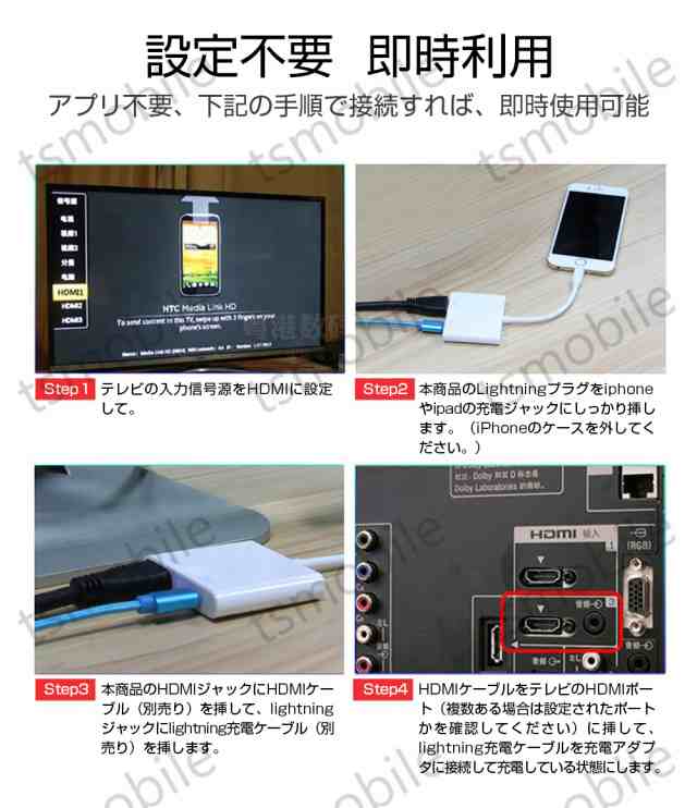 Lightning Hdmi変換ケーブル1080p Hd画質iphone Lightning Digital Avアダプタ ライトニング Hdmi 変換アダプター スマホ アップル デジの通販はau Pay マーケット Tsモバイル