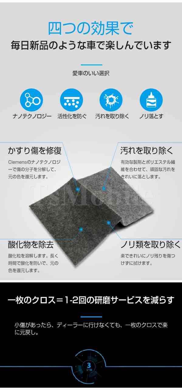 市場 送料無料 車用 汚れ 擦り傷 補修タオル 傷消し スクラッチクロス 修復 修理 キズ消しタオル