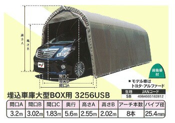 【南栄工業】パイプ車庫 埋込車庫大型BOX用　3256USB　※本州・四国・九州送料無料の通販は