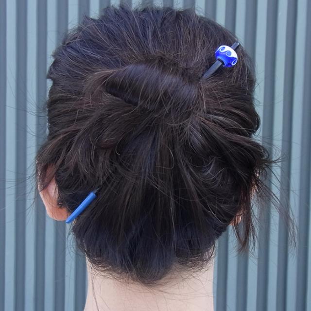 かんざしや とんぼ玉 かんざし 波 青 現品限り 1点もの 髪飾り ヘアアクセサリーの通販はau Pay マーケット Made In Tosa物産