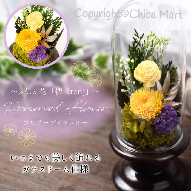 Hanayume プリザーブドフラワー 仏花 お供え花 ガラスドーム 仏壇用 花ギフト クリアケース付き 花 プレゼント 憐 Ren の通販はau Pay マーケット Chiba Mart