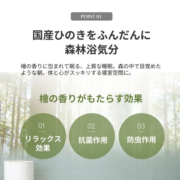 ベッド シングル 日本製 桧すのこベッド ひのき 棚付 島根県産高知四万十産桧 すのこベッド 通気性 ウッドデザイン賞受賞 (TCB233-s7023301)_9