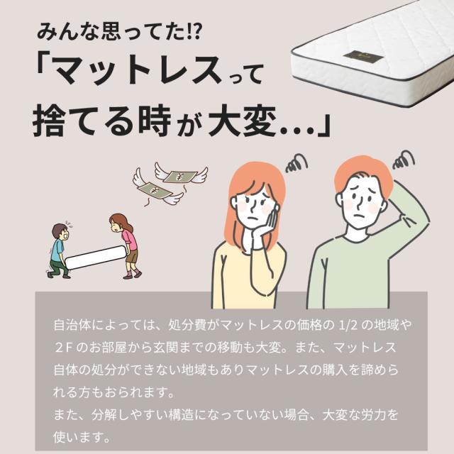シングルサイズ 日本製【夜香スタンダード3】ポケットコイルマットレス 平行配列 ECO分解簡単構造 シンプルな仕様で一人暮らしにぴったり 製造直後に真空圧縮しコンパクトにお届け 広島工場での受注生産品 佐川急便対応商品_5