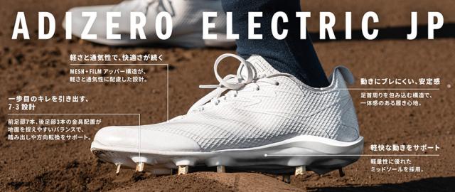 アディダス メンズ アディゼロ エレクトリック Adizero Electric JP 野球シューズ スパイク 金具スパイク 高校野球対応 ホワイト 白 送料無料 adidas JS2116