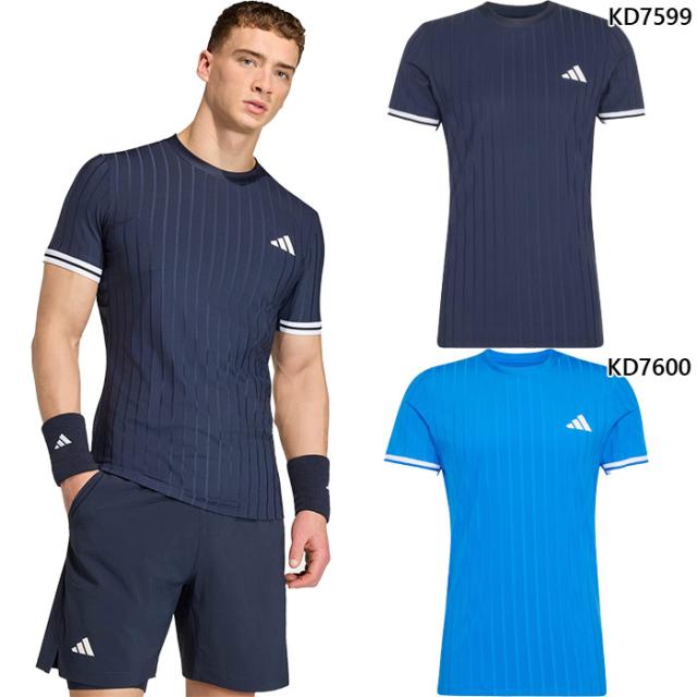 アディダス メンズ クライマクール フリーリフト Tシャツ プロ テニス バドミントンウェア トップス 半袖Tシャツ ブルー 青 送料無料 adidas QY614