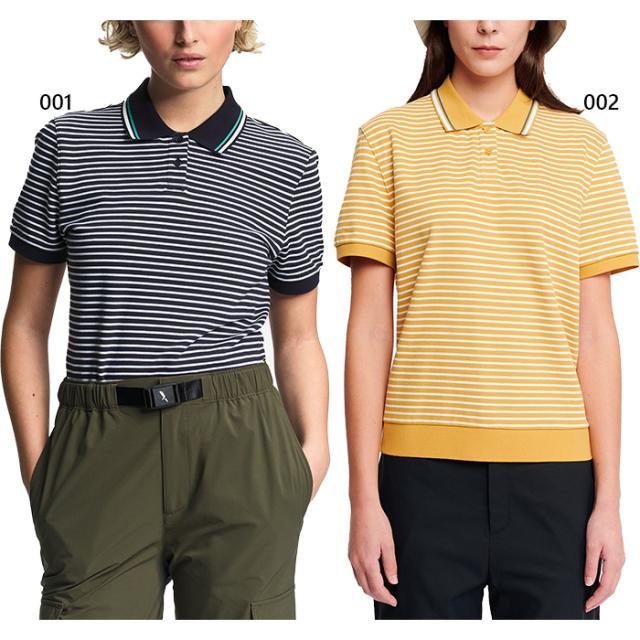 エーグル レディース UVカット ストライプ 半袖ポロシャツ トップス カジュアル ブラック 黒 送料無料 AIGLE ZPFBT73