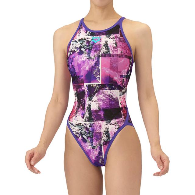 アリーナ廃盤　紫色競泳水着 アリーナ レディース タフスーツ トレーニングワンピース オープン