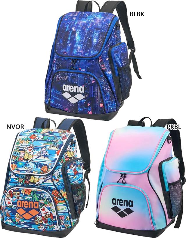 【6月中旬入荷予約商品】 約35L アリーナ メンズ レディース バックパック リュックサック デイパック バックパック バッグ 鞄 ネイビー ブルー 青 ピンク 送料無料 arena AS6FBP31U_1