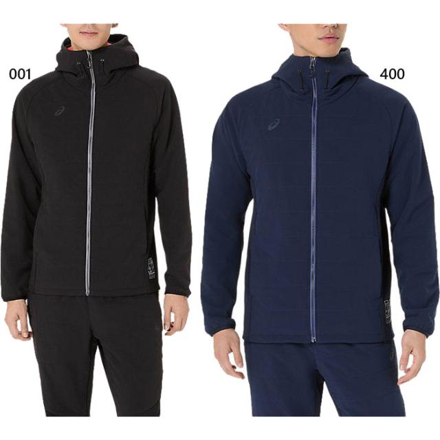 アシックス メンズ ハイブリッド中わたフリースフーディー 上着 アウター トップス 保温 ネイビー 送料無料 asics 2031F172