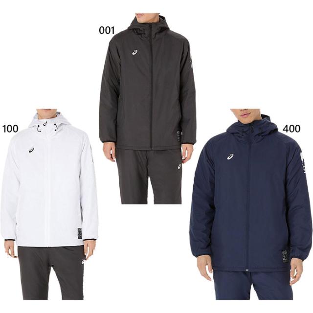 アシックス メンズ 中わたウインドブレーカーフーディー ウインドブレーカー トップス 防風 アウター 保温 ホワイト 白 ブラック 黒 ネイビー 送料無料 asics 2031F177
