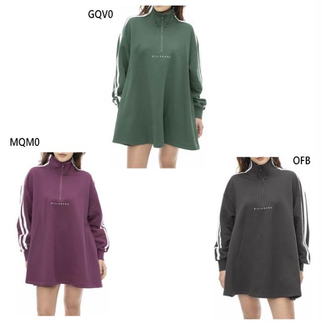 ビラボン レディース スリーブ ライン スウェット オン SLEEVE LINE SWEAT ON ワンピース カジュアルウェア 長袖 ブラック 黒 グリーン パープル 緑 紫 送料無料 BILLABONG BE014350