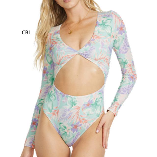 ビラボン レディース WAVE HAZE BODYSUIT 長袖ワンピースラッシュガード スイムウエア スイミング 水泳 水着 ブルー 青 送料無料 BILLABONG BF013876