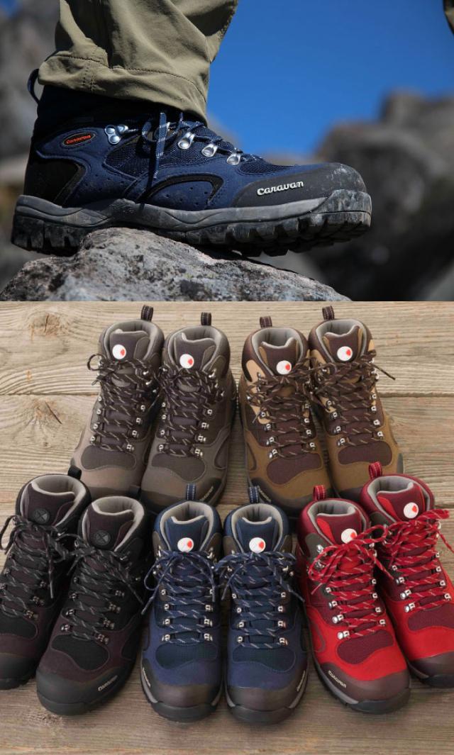 キャラバン ウェーディングシューズ 26.5cm ネイビー ブラウン 渓流 明石 日本製 フェルト 沢登り トレッキング ブーツ Caravan 1908LR167