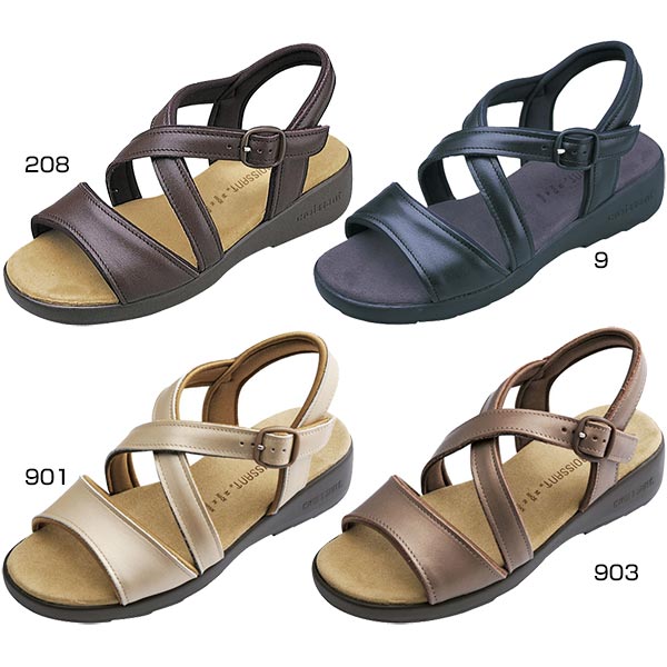 クロワッサン レディース サンダル シューズ ベーシックシリーズ ブラック 黒 ブラウン ゴールド 茶色 送料無料 CROISSANT CR4591の通販は