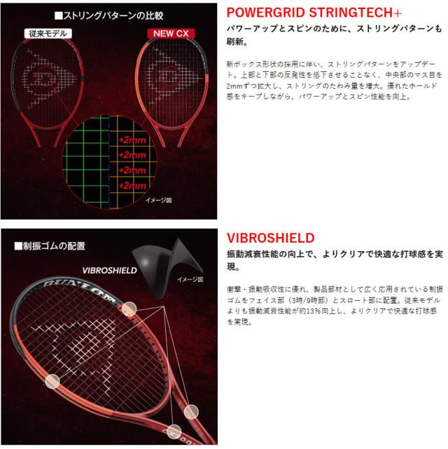 ダンロップ メンズ レディース CX 200 LS 硬式ラケット アスリートモデル フレームのみ レッド 赤 送料無料 DUNLOP DS22403_3