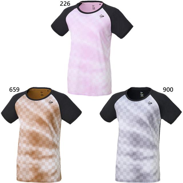 ダンロップ レディース ジュニア ゲームシャツ GAME SHIRT テニス バドミントンウェア トップス 半袖 ブラック 黒 ブラウン ピンク 茶色 送料無料 DUNLOP DAP1420W