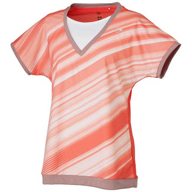 ダンロップ レディース ジュニア ゲームシャツ GAME SHIRT テニス バドミントンウェア トップス 半袖 ブラック 黒 ピンク 送料無料 DUNLOP DAP1520W_1
