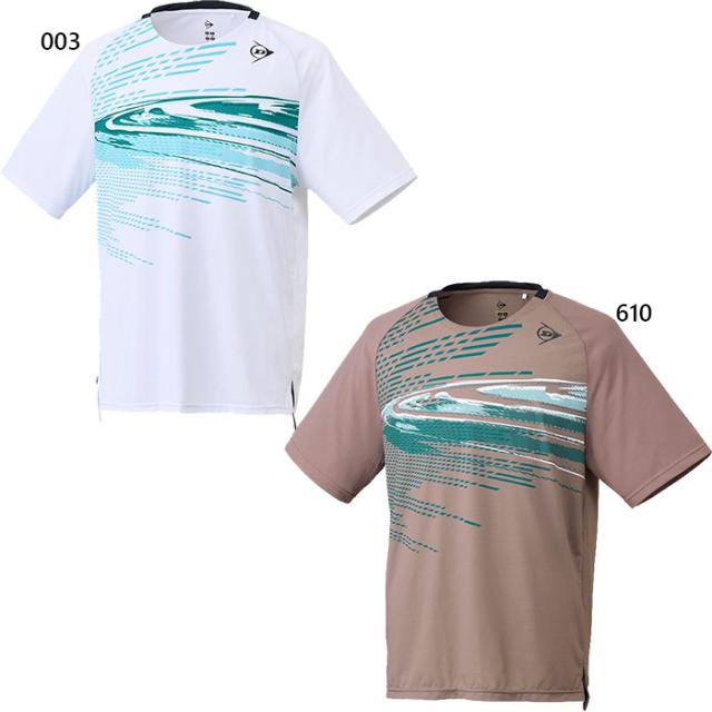 ダンロップ メンズ レディース ゲームシャツ GAME SHIRT テニス バドミントンウェア トップス 半袖 ベージュ 送料無料 DUNLOP DAP1501