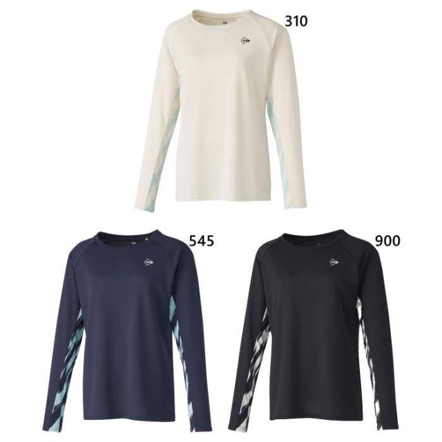 ダンロップ レディース ロングスリーブ ゲームシャツ LONG-SLEEVE GAME SHIRT テニス バドミントンウェア トップス 長袖Tシャツ ロンT ブラック 黒 ネイビー 送料無料 DUNLOP DAP1566W