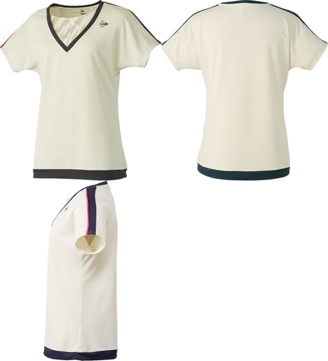 ダンロップ レディース ゲームシャツ GAME SHIRT テニス バドミントンウェア トップス 半袖 吸水速乾 ブラック 黒 ブルー 青 送料無料 DUNLOP DAP1560W_1