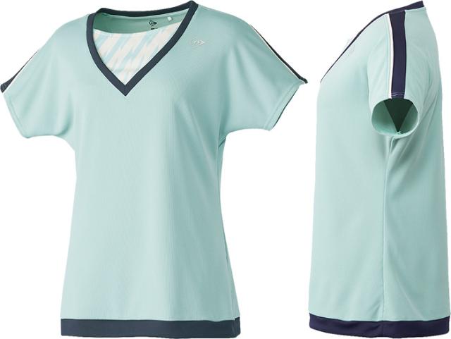 ダンロップ レディース ゲームシャツ GAME SHIRT テニス バドミントンウェア トップス 半袖 吸水速乾 ブラック 黒 ブルー 青 送料無料 DUNLOP DAP1560W_2