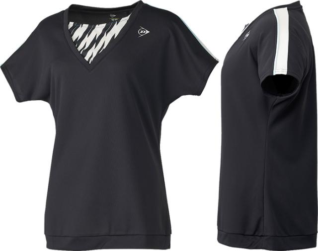 ダンロップ レディース ゲームシャツ GAME SHIRT テニス バドミントンウェア トップス 半袖 吸水速乾 ブラック 黒 ブルー 青 送料無料 DUNLOP DAP1560W_3
