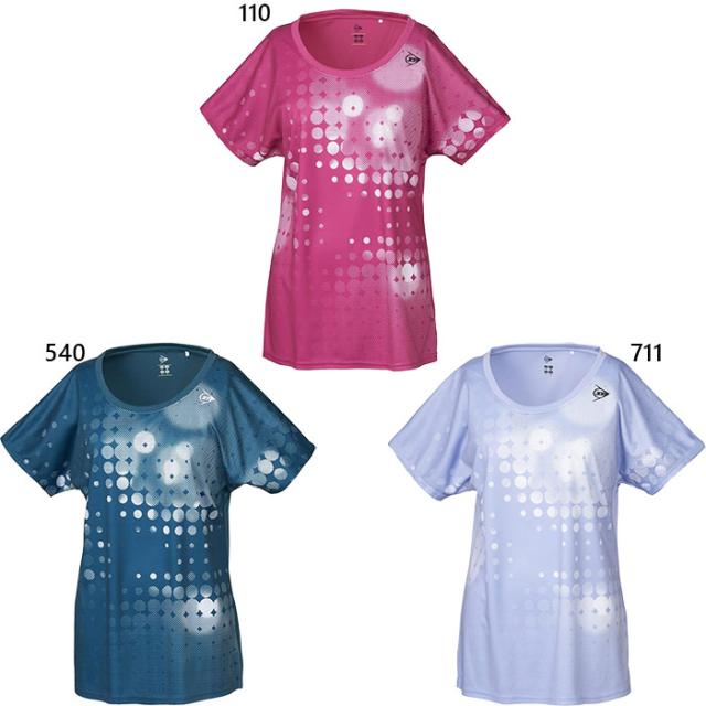 ダンロップ レディース ゲームシャツ テニス バドミントンウェア トップス 半袖 ピンク グリーン 緑 送料無料 DUNLOP DAP1361W