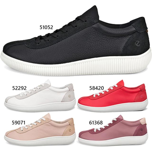 エコー レディース レザースニーカー soft zero スニーカー シューズ 紐靴 本革 ローカット ホワイト 白 ブラック 黒 レッド 赤 ピンク 送料無料 ecco 220253