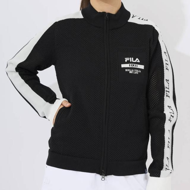 フィラ ゴルフ レディース ニットメッシュ 長袖 フルジップ ブルゾン ゴルフウェア トップス ブラック 黒 ピンク 送料無料 FILA GOLF 753740_1