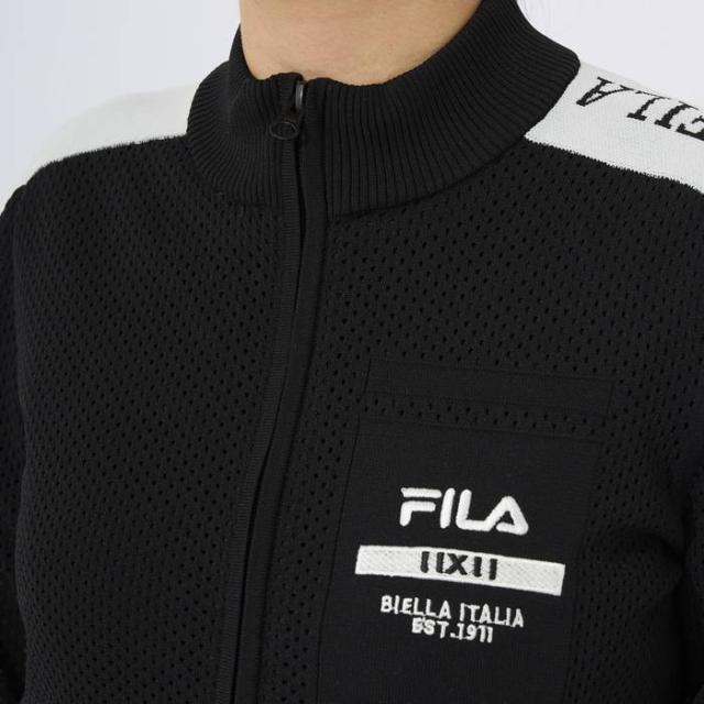 フィラ ゴルフ レディース ニットメッシュ 長袖 フルジップ ブルゾン ゴルフウェア トップス ブラック 黒 ピンク 送料無料 FILA GOLF 753740_4