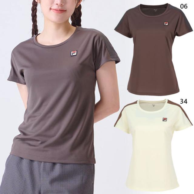 フィラ レディース ガンクラブチェック バックホールメッシュ ゲームシャツ テニス バドミントンウェア トップス 半袖 ホワイト 白 ブラウン 茶色 送料無料 FILA VL2968の通販は 9,700円