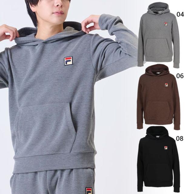 フィラ メンズ 無地 ストレッチ裏起毛ジャージ プルパーカー テニス バドミントンウェア トップス 長袖 ブラック 黒 グレー ブラウン 茶色 灰色 送料無料 FILA VM5712の通販は