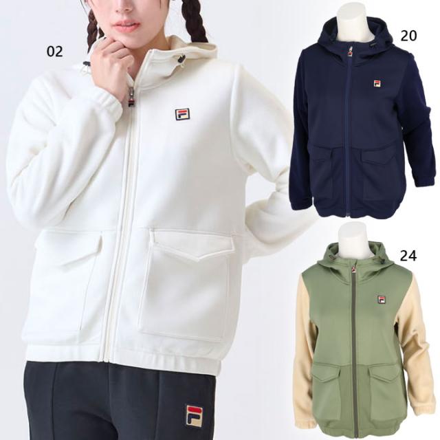 フィラ レディース 組織変化ダンボールニット フルジップパーカー テニス バドミントンウェア トップス ホワイト 白 ネイビー カーキ 送料無料 FILA VL2959の通販は