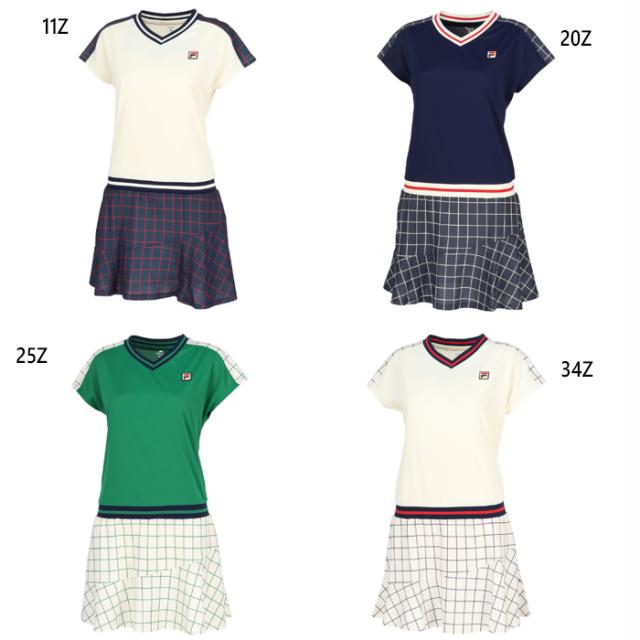 フィラ レディース ワンピース テニス バドミントンウェア トップス ホワイト 白 ネイビー レッド 赤 グリーン 緑 送料無料 FILA EL0035