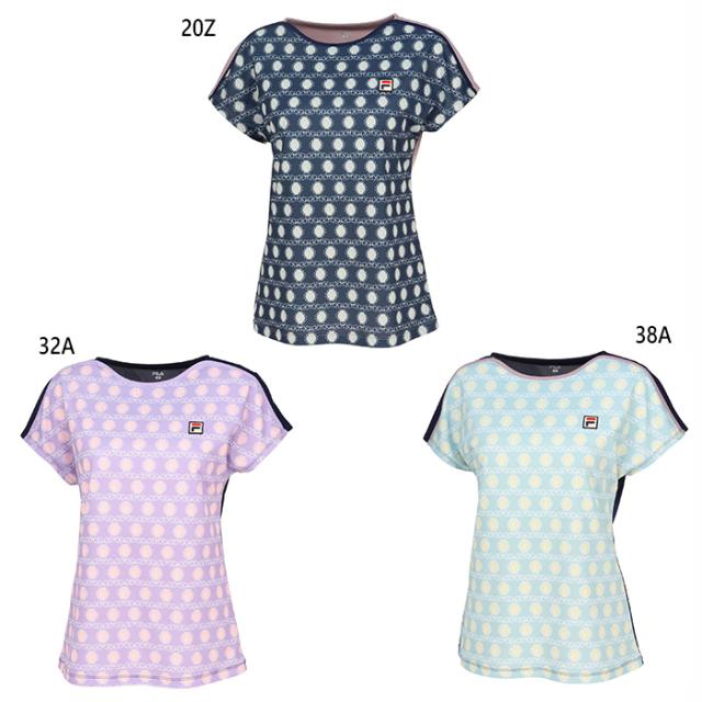 フィラ レディース ゲームシャツ テニス バドミントンウェア トップス 半袖 ネイビー グリーン パープル 緑 紫 送料無料 FILA EL0001