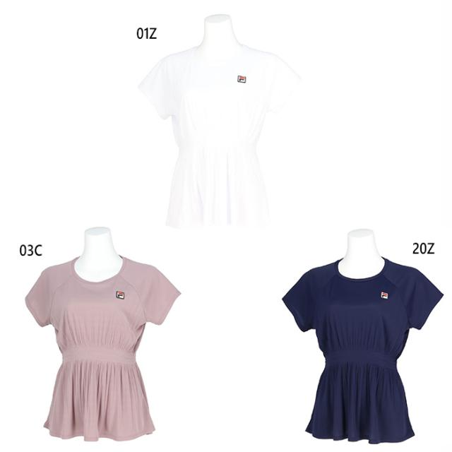 フィラ レディース ゲームシャツ テニス バドミントンウェア トップス 半袖 吸水速乾 UVカット ホワイト 白 ネイビー ベージュ 送料無料 FILA EL0011