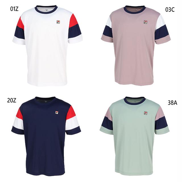 フィラ メンズ ゲームシャツ テニス バドミントンウェア トップス 半袖Tシャツ ホワイト 白 ネイビー グリーン 緑 送料無料 FILA EM0075