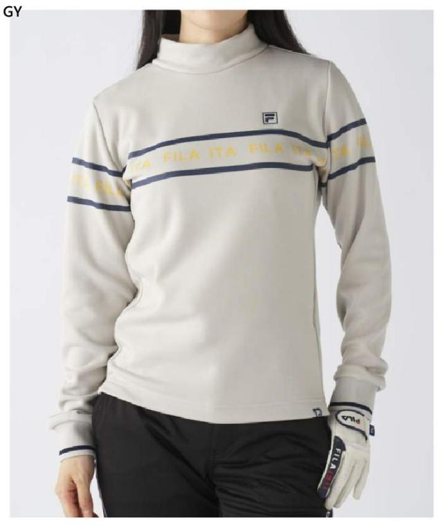 フィラ ゴルフ レディース 裏起毛長袖モックネックシャツ ゴルフウェア トップス ホワイト 白 ブラック 黒 グレー 灰色 送料無料 FILA GOLF 795502 フィラ ゴルフ レディース 裏起毛長袖モックネックシャツ ゴルフウェア