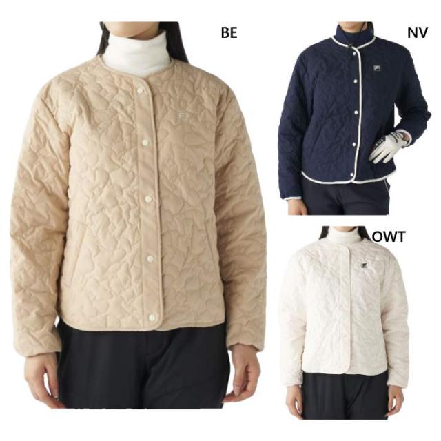 フィラ ゴルフ レディース フラワーキルトジャケット ゴルフウェア トップス 上着 アウター 長袖 ホワイト 白 ネイビー ベージュ 送料無料 FILA GOLF 795210