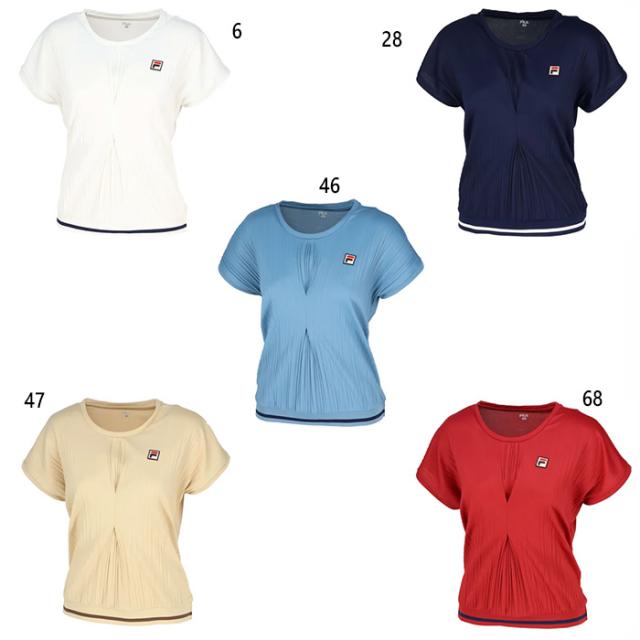 フィラ レディース ゲームシャツ テニス バドミントンウェア トップス 半袖 ホワイト 白 ネイビー ブルー 青 ベージュ 送料無料 FILA EL0204