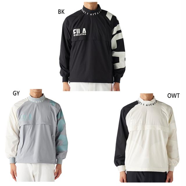 フィラ ゴルフ メンズ プルオーバーブルゾン ゴルフウェア トップス 長袖 ホワイト 白 ブラック 黒 グレー 灰色 送料無料 FILA GOLF 785262