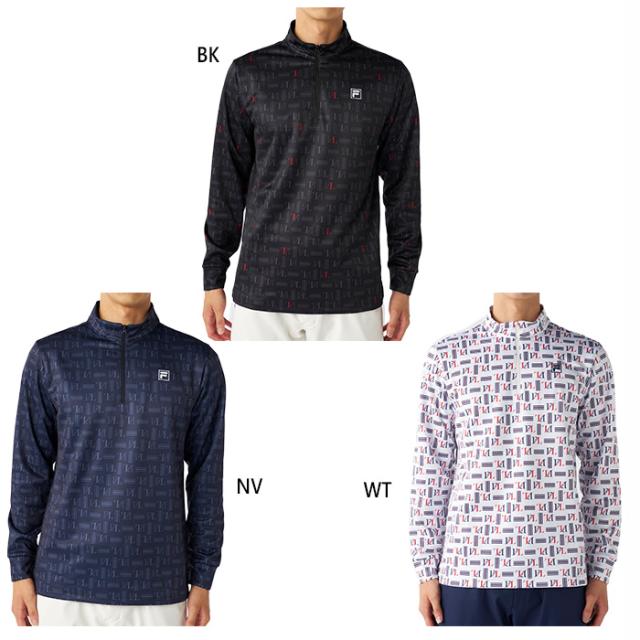 フィラ ゴルフ メンズ ハーフジップ裏起毛長袖シャツ ゴルフウェア トップス ホワイト 白 ブラック 黒 ネイビー 送料無料 FILA GOLF 785503