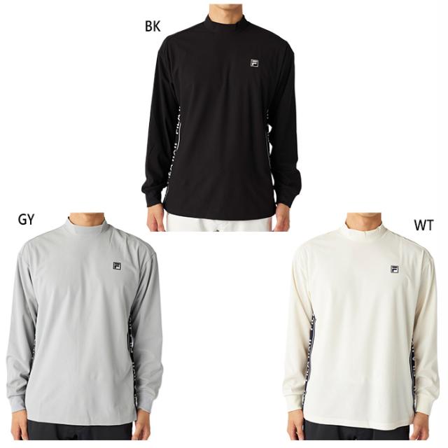 フィラ ゴルフ メンズ バックプリント長袖モックネックシャツ ゴルフウェア トップス ホワイト 白 ブラック 黒 グレー 灰色 送料無料 FILA GOLF 785510