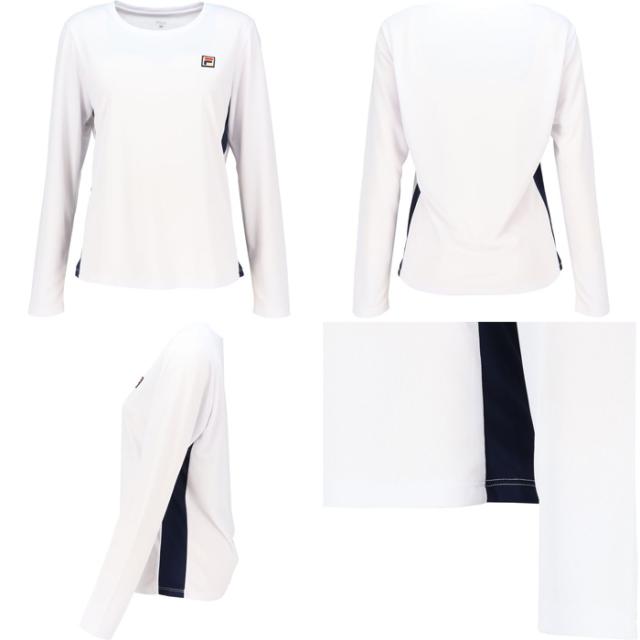 フィラ レディース ロングスリーブシャツ テニス バドミントンウェア トップス 長袖Tシャツ ロンT ホワイト 白 ネイビー ブルー 青 イエロー 黄色 送料無料 FILA CZ6SGW036_5