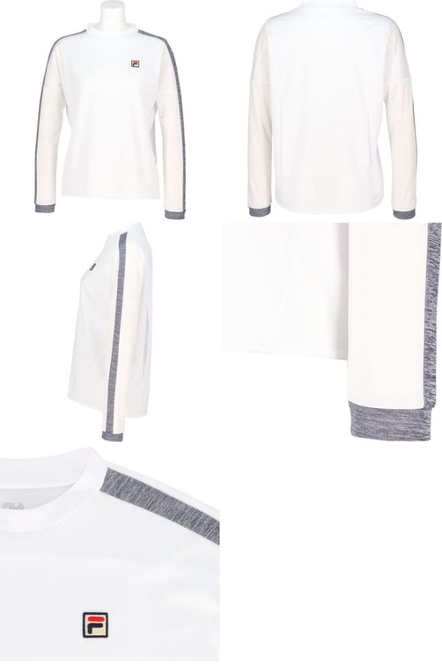 フィラ レディース ロングスリーブシャツ テニス バドミントンウェア トップス 長袖Tシャツ ロンT ホワイト 白 ネイビー ブルー 青 送料無料 FILA CZ6SGW050_3